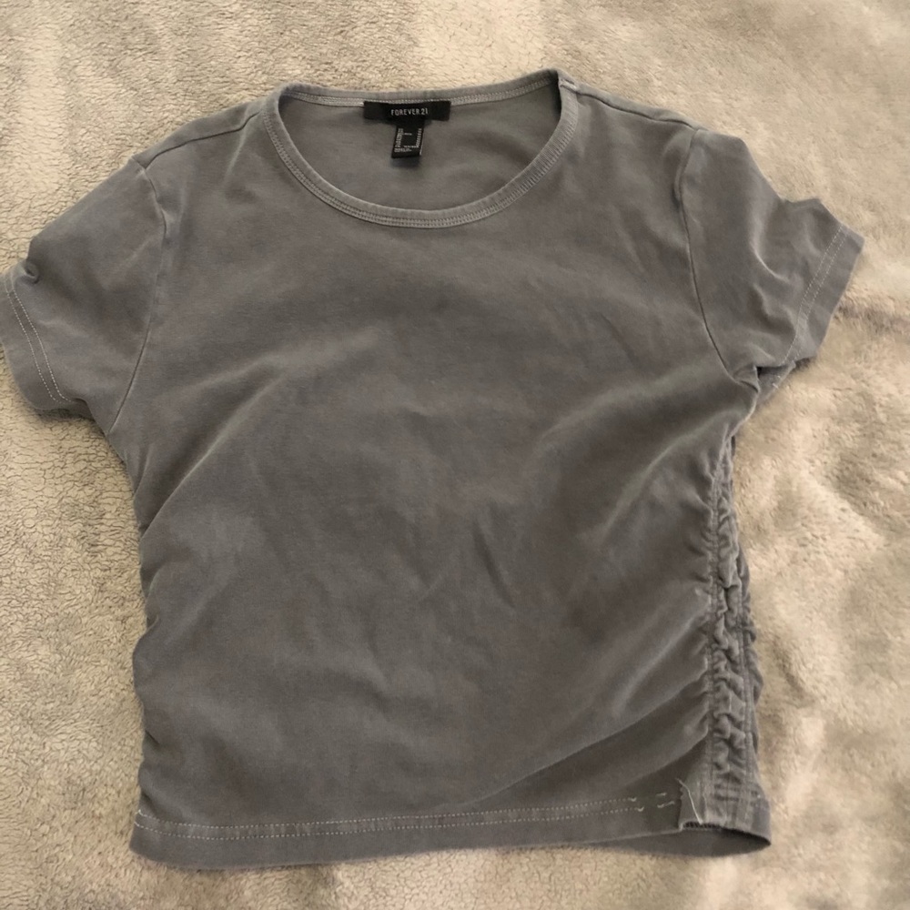 Fashion Nova Gray Ruched Side T-Shirt
